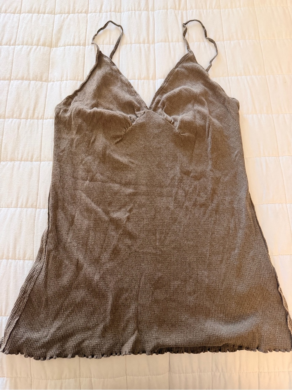 We The Free Brown textured V-Neck Tank Top